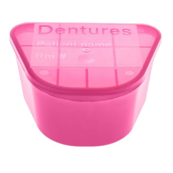 McKesson Denture Cup 8 oz. Pink Hinged Lid Disposable