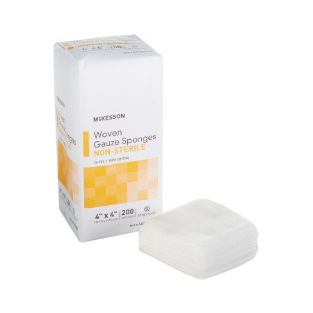 Gauze Sponge McKesson Cotton 12-Ply 4 X 4 Inch Square NonSterile