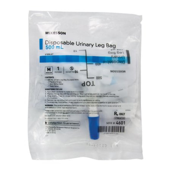 Urinary Leg Bag McKesson Anti-Reflux Valve Sterile Vinyl