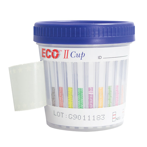 Hemosure ECO Cup II Drug Screening Cup 10, 12 or 14 Panel  (AMP, BARB, BUP, BZO, COC, MAMP, MDMA, MOR, MTD, OXY, PCP, THC, + PH/SG/OX)