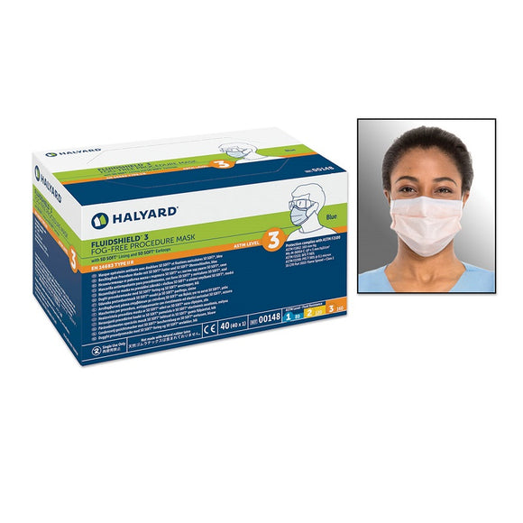 Procedure Mask FluidShield Anti-fog Foam Pleated Earloops One Size Fits Most Orange NonSterile ASTM Level 3 Adult Halyard 28797, 40/Box