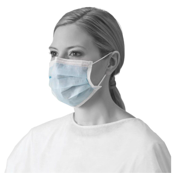 Medline ASTM Level 1 Procedure Face Mask with Ear Loops, Blue, NON27358Z