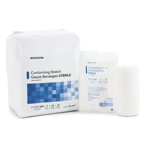 Conforming Bandage McKesson Polyester 4 Inch X 4-1/10 Yard Roll Shape Sterile