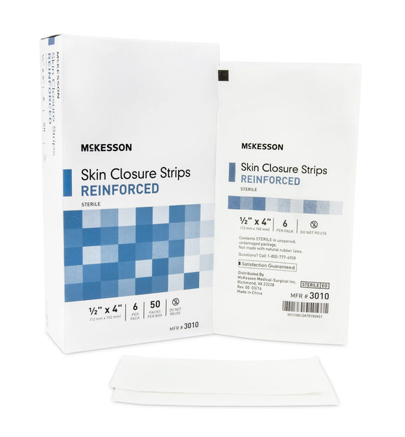 Skin Closure Strip McKesson 1/2 X 4 Inch Nonwoven Material Reinforced Strip White