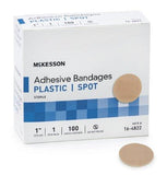 Adhesive Spot Bandage McKesson 1 Inch Round Tan Sterile 100 Per Box Adhesive Bandages McKesson Plastic 