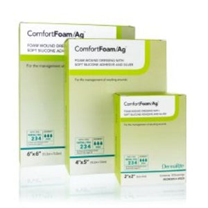 Dermarite ComfortFoam/Ag™  Dressing with Silver 4 X 4 Inch Square Sterile, 49450, 10/BX
