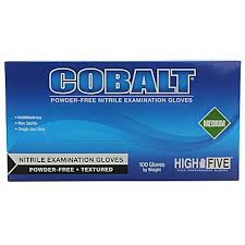 Gloves Exam Cobalt Powder-Free Nitrile Latex-Free Lg Blue High Five Gloves N191 100/BX Medical Supplies>Gloves>Nitrile High Five 