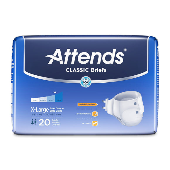 Unisex Adult Incontinence Brief Attends® Classic X-Large Disposable Heavy Absorbency