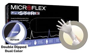 LifeStar™ EC NonSterile White / Blue Powder Free Nitrile Textured Fingertips Microflex Gloves Microflex 