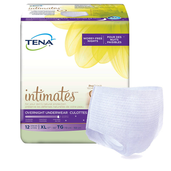 Female Adult Absorbent Underwear TENA® Overnight Pull On with Tear Away Seams X-Large Disposable Heavy Absorbency