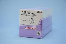 Suture with Needle Coated Vicryl™ Absorbable Undyed Braided Size 4-0 18 Inch Suture 1-Needle 13 mm 3/8 Circle Precision Point Reverse Cutting Needle Ethicon J494G 12/BX Sutures Ethicon 