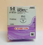 Suture with Needle Coated Vicryl™ Absorbable Undyed Braided Size 5-0 18 Inch Suture 1-Needle 16 mm 3/8 Circle Reverse Cutting Needle Ethicon J500G 12/BX Suture Ethicon 