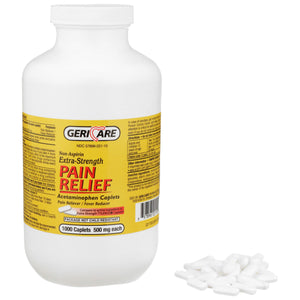 Pain Relief Geri-Care® 500 mg Strength Acetaminophen Caplet 1,000 per Bottle