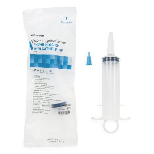 Irrigation Syringe McKesson 60 mL Pole Bag Catheter Tip Without Safety