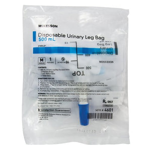 Mckesson 4601 Urinary Leg Bag Anti-Reflux Valve Sterile 500 mL Vinyl, Each