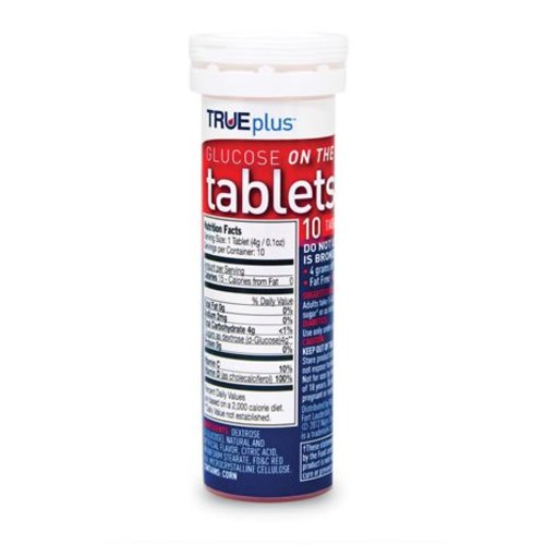 TRUEplus™ Glucose Supplement TRUEplus™ 10 per Bottle Chewable Tablet Raspberry Flavor, 1/BT